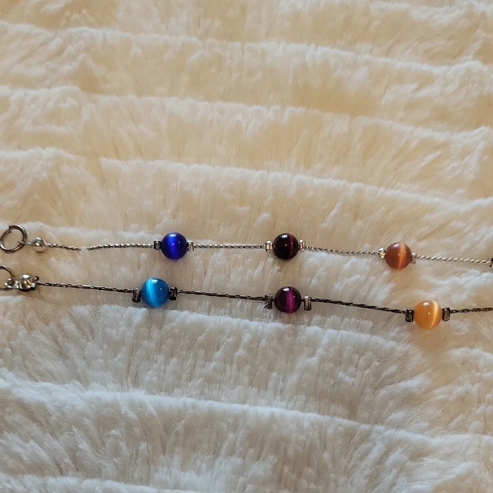 Set Of 2 Colorful Beaded Sterling Silver Bracelets - Picture 3 of 4